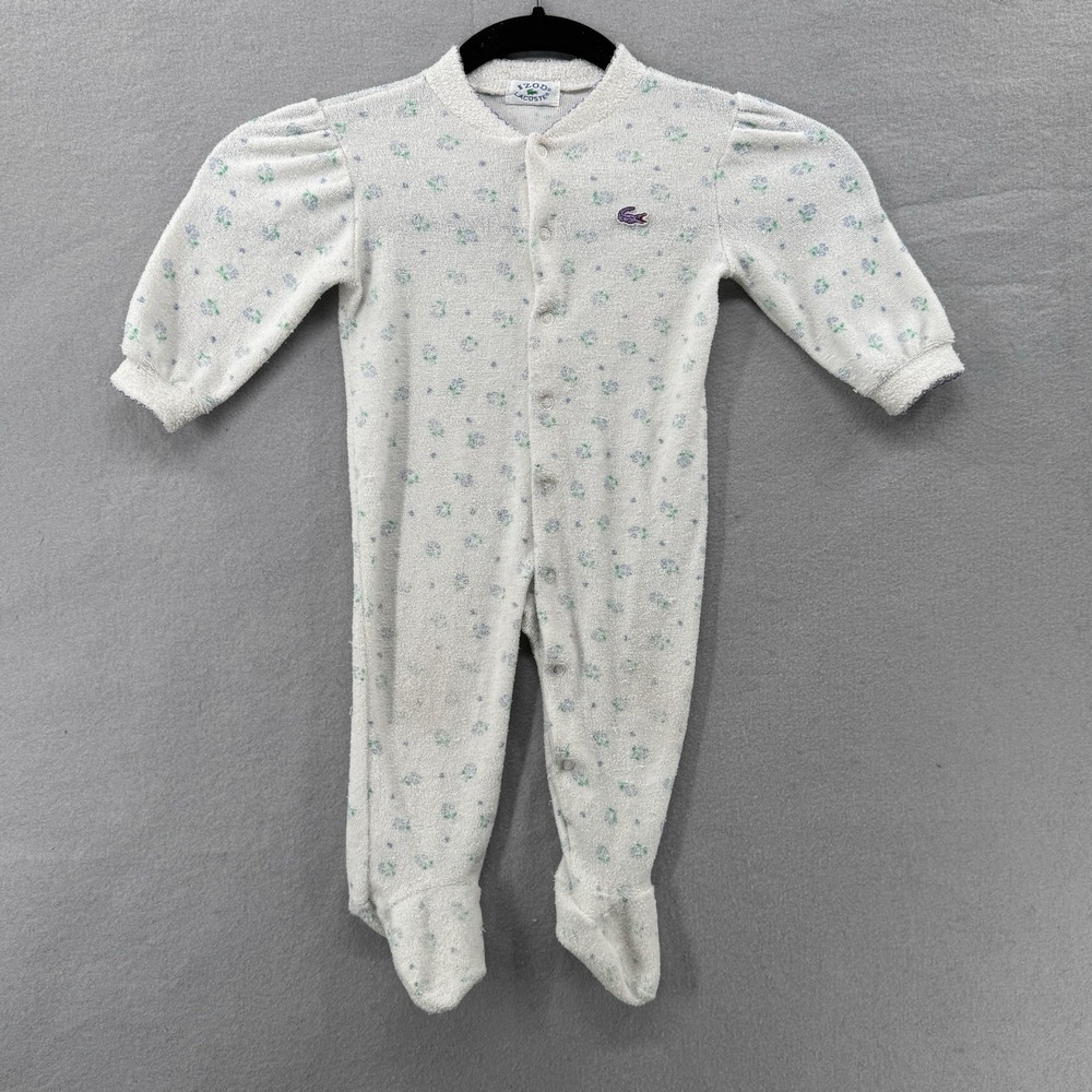 Lacoste Izod Romper Terry Cloth 0-3 Months Purple Blue Green One Piece‎ Vintage